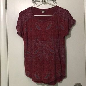 LUCKY BRAND - Red Paisley Short Sleeve T-Shirt - M